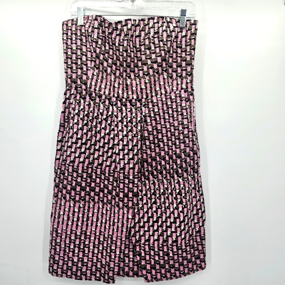 Banana Republic Silk Blend Pink Print Strapless Dress Women's Size 10